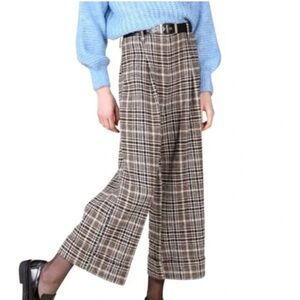 Lili Sidonio Molly Bracken Plaid Wide-Leg houndstooth tweed Pants
